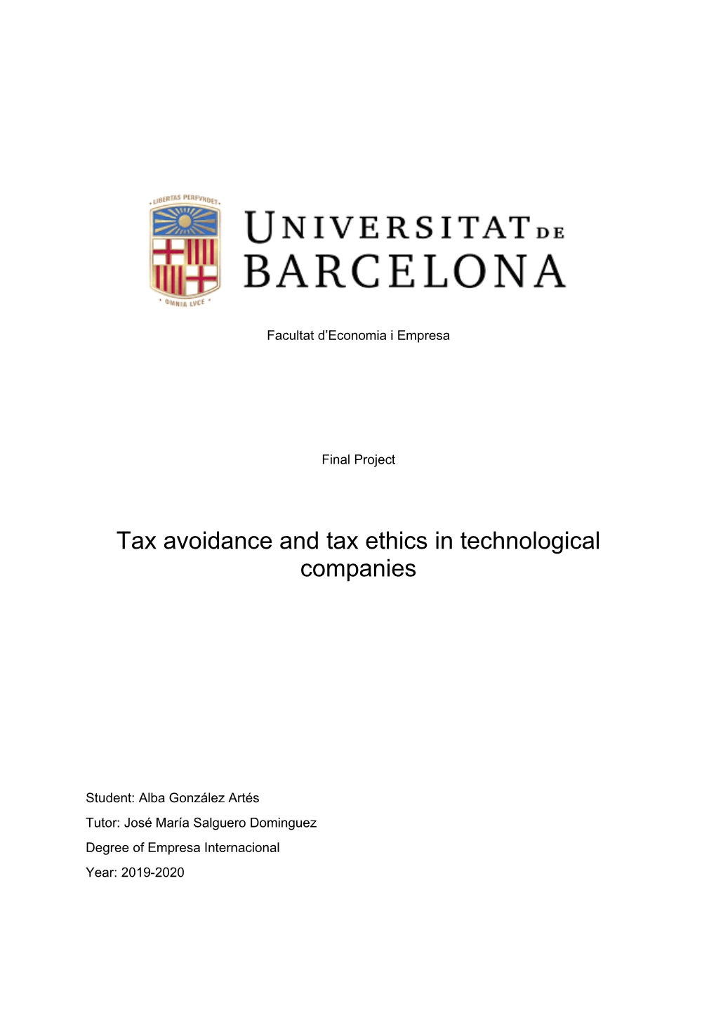 Tax Avoidance and Tax Ethics in Technological Companies