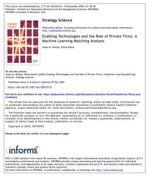 Enabling Technologies and the Role of Private Firms: a Machine Learning Matching Analysis