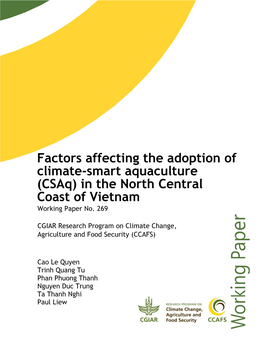 Factors Affecting the Adoption of Climate-Smart Aquaculture (Csaq) in the North Central Coast of Vietnam