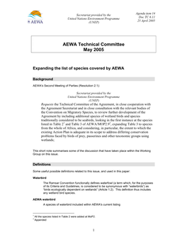 AEWA Technical Committee May 2005