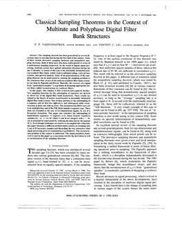 Classical Sampling Theorems in the Context of Multirate and Polyphase Digital Filter Bank Structures