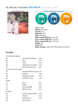 My Bloody Valentine EP's 88-91 Mp3, Flac, Wma