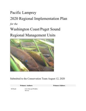 Pacific Lamprey 2020 Regional Implementation Plan Washington
