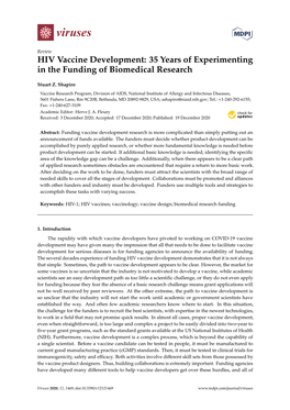 HIV Vaccine Development: 35 Years of Experimenting in the Funding of Biomedical Research