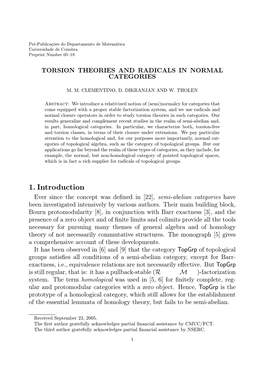 1. Introduction Ever Since the Concept Was Deﬁned in [22], Semi-Abelian Categories Have Been Investigated Intensively by Various Authors