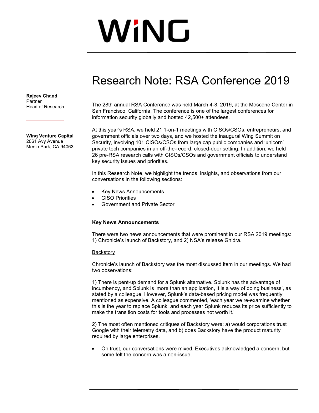 Research Note: RSA Conference 2019