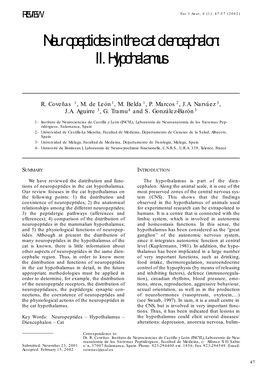 Neuropeptides in the Cat Diencephalon: II. Hypohalamus