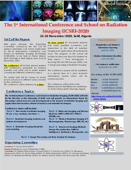 The 1St International Conference and School on Radiation Imaging Technology Max.)