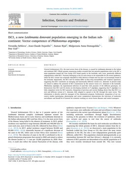 ISC1, a New Leishmania Donovani Population Emerging in the Indian