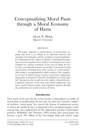 Conceptualizing Moral Panic Through a Moral Economy of Harm