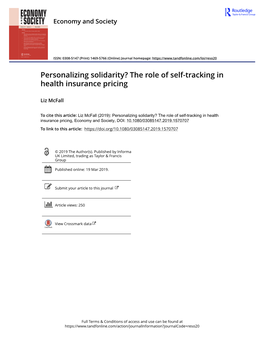 The Role of Self-Tracking in Health Insurance Pricing