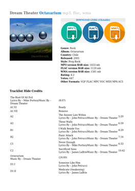 Dream Theater Octavarium Mp3, Flac, Wma