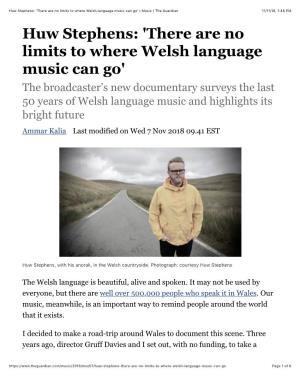 Huw Stephens: 'There Are No Limits to Where Welsh Language Music Can