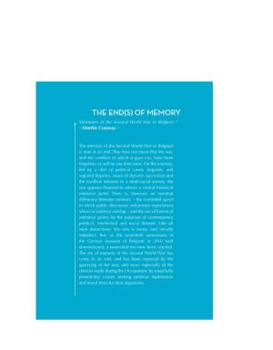 THE END(S) of MEMORY Memories of the Second World War in Belgium * - Martin Conway