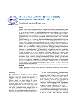 The ICL Journal Landslides - 16 Years of Capacity Development for Landslide Risk Reduction