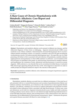 A Rare Cause of Chronic Hypokalemia with Metabolic Alkalosis: Case Report and Diﬀerential Diagnosis