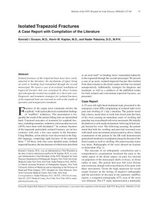 Isolated Trapezoid Fractures a Case Report with Compilation of the Literature