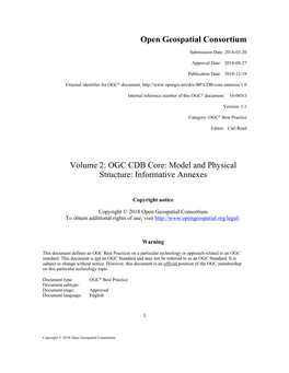 OGC CDB Core: Model and Physical Structure: Informative Annexes