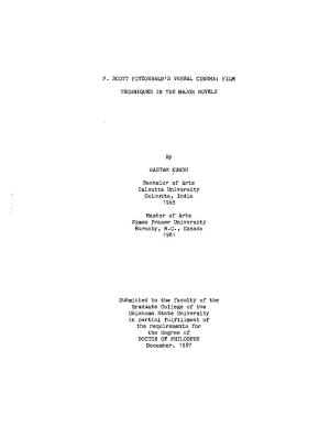 F. Scott Fitzgerald's Verbal Cinema: Film Techniques in the Major Novels
