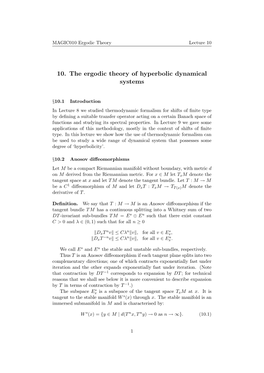 10. the Ergodic Theory of Hyperbolic Dynamical Systems