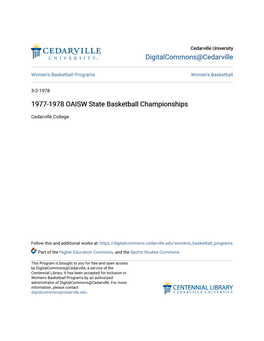 1977-1978 OAISW State Basketball Championships