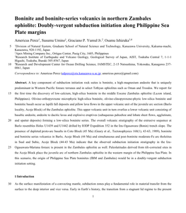 Boninite and Boninite-Series Volcanics in Northern Zambales Ophiolite: Doubly-Vergent Subduction Initiation Along Philippine Sea Plate Margins