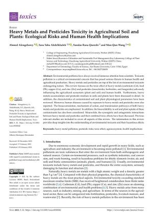 Heavy Metals and Pesticides Toxicity in Agricultural Soil and Plants: Ecological Risks and Human Health Implications