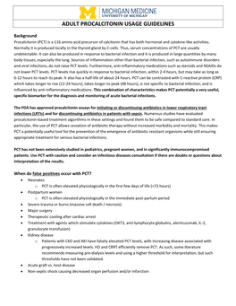 Adult Procalcitonin Usage Guidelines