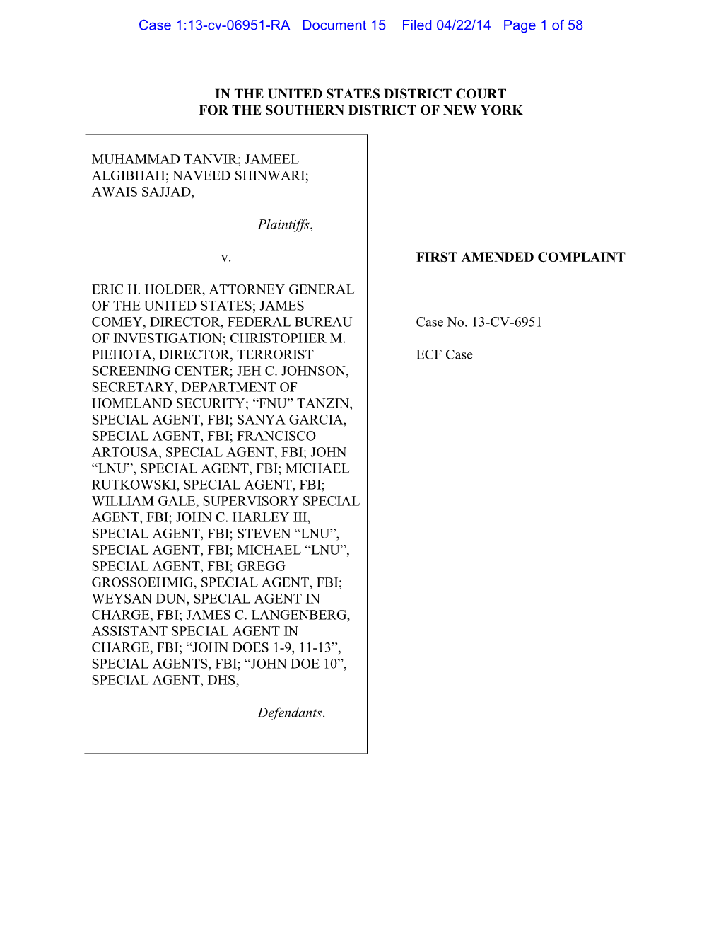 First Amended Complaint