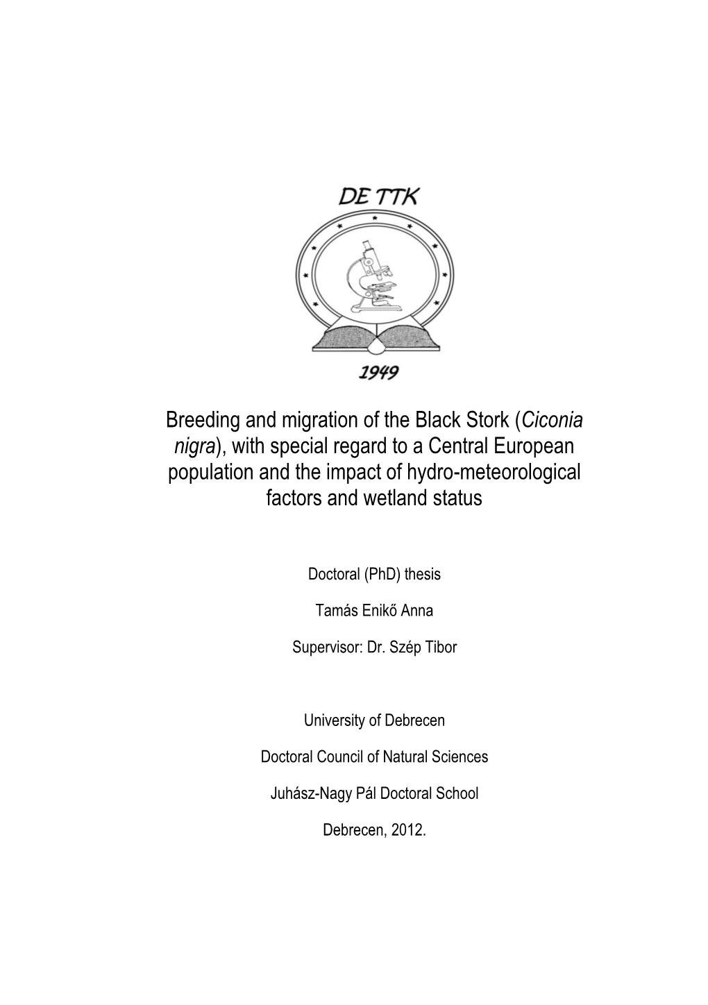 Breeding and Migration of the Black Stork