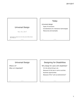 Universal Design Today Universal Design Designing for Disabilities