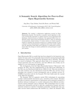 A Semantic Search Algorithm for Peer-To-Peer Open Hypermedia Systems