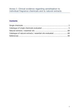 Annex I: Clinical Evidence Regarding Sensitisation to Individual Fragrance Chemicals and to Natural Extracts