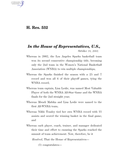 H. Res. 532 in the House of Representatives, U.S