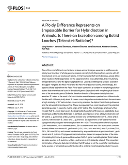 A Ploidy Difference Represents an Impassable Barrier for Hybridisation in Animals