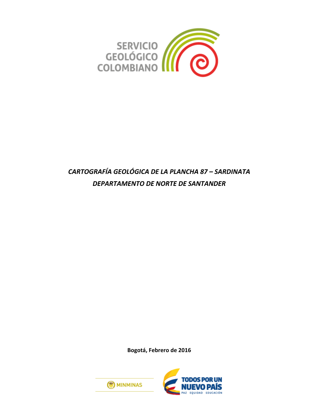 Cartografía Geológica De La Plancha 87 – Sardinata Departamento De Norte De Santander