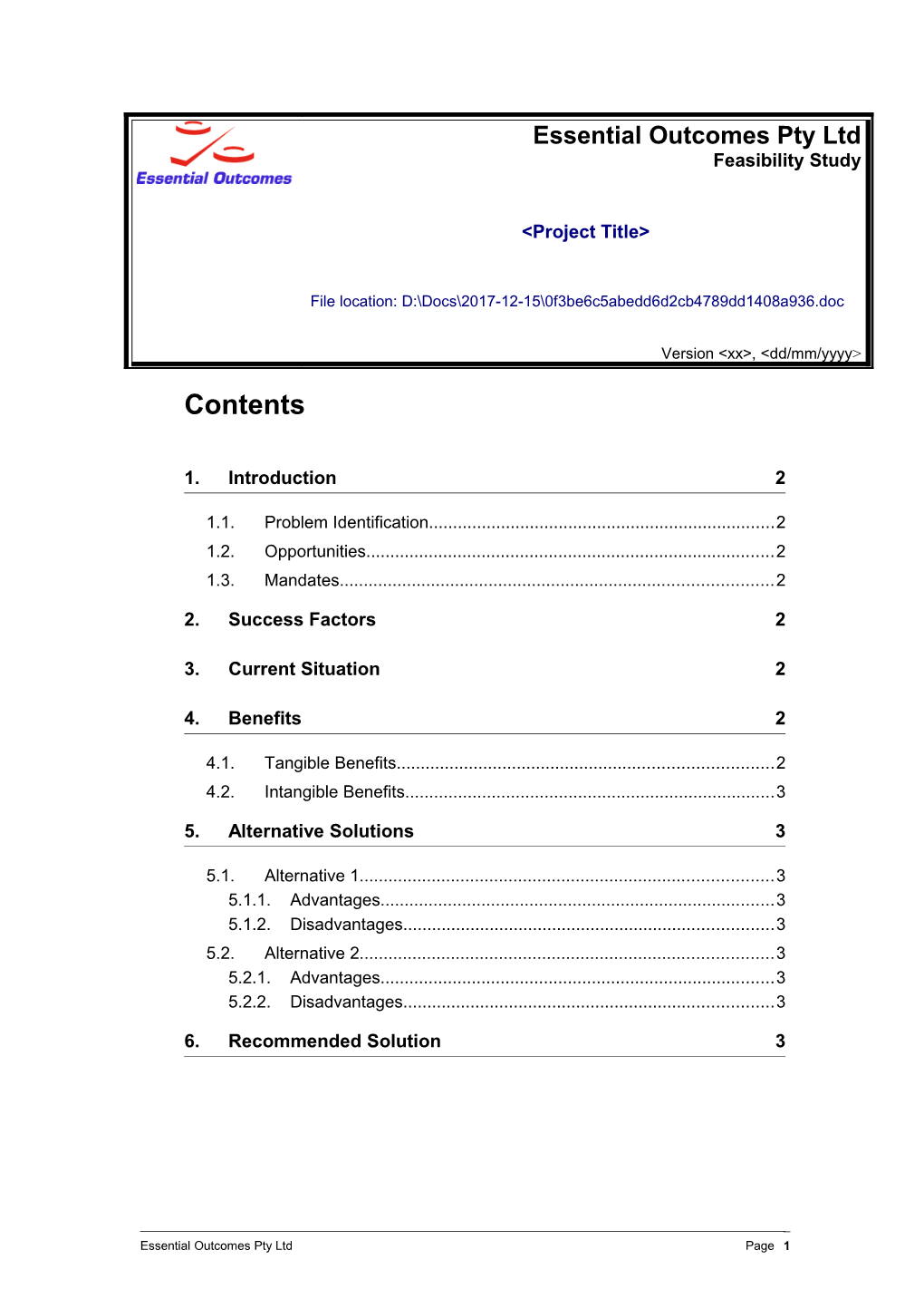 Feasibility Study Template