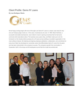Client Profile: Gems N' Loans by Luis Rodríguez Martín