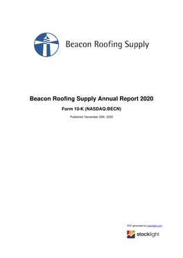 Beacon Roofing Supply Annual Report 2020