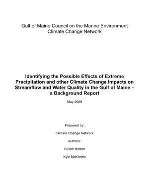 Gulf of Maine Council on the Marine Environment Climate Change Network