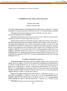 COMMENTS on the FUNCTOR Extt