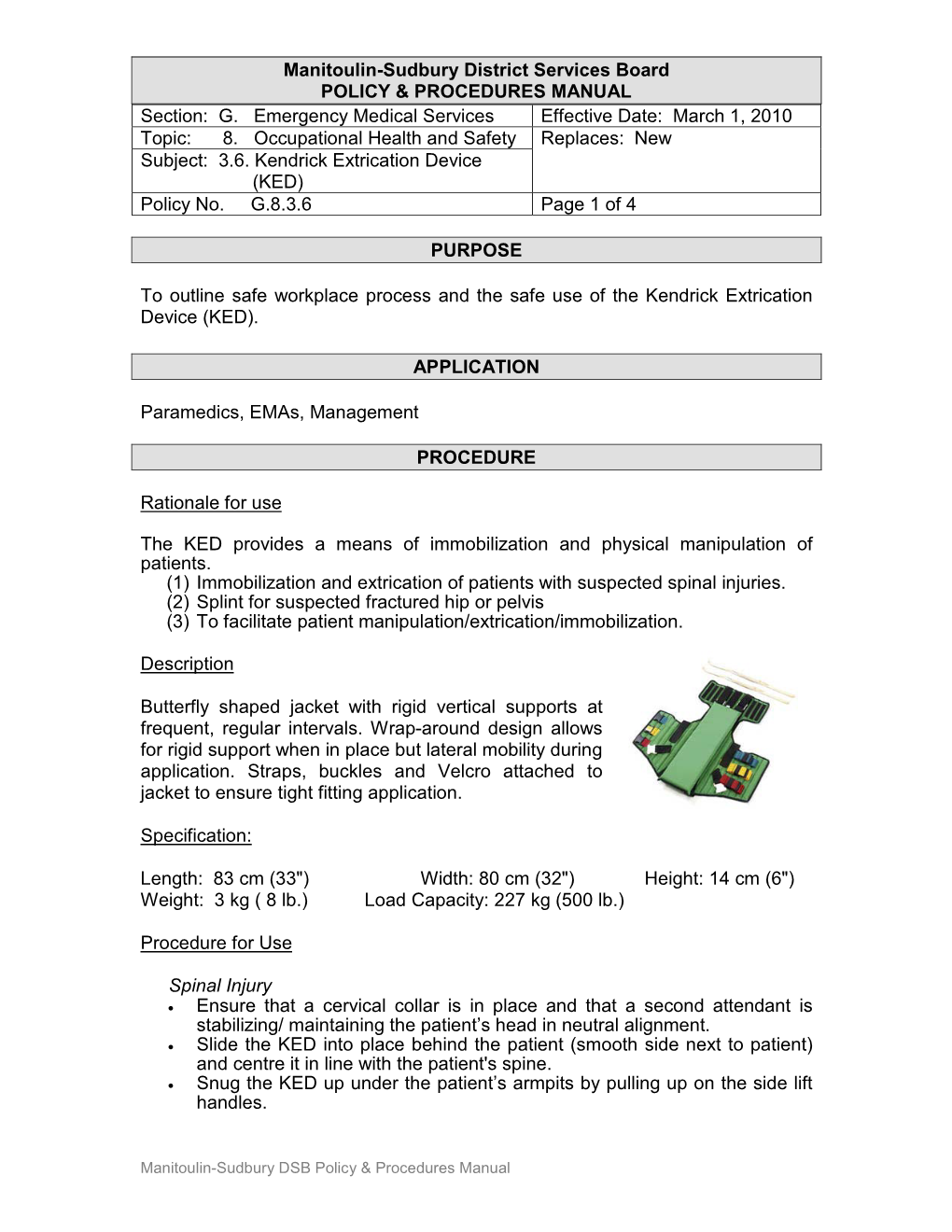 Manitoulin-Sudbury District Services Board POLICY & PROCEDURES