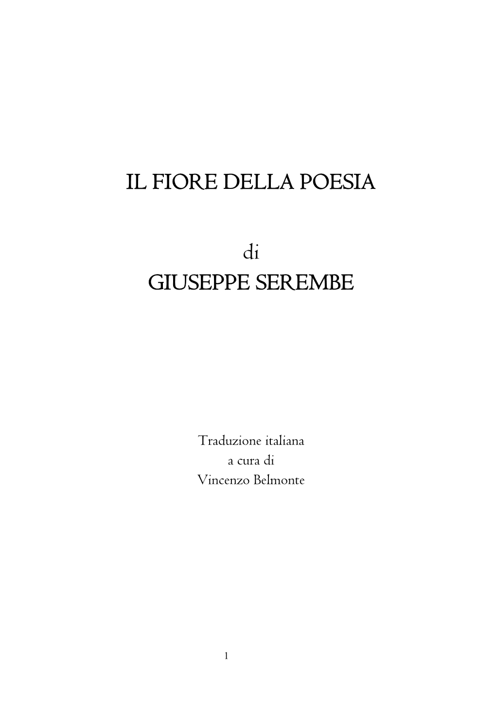 IL FIORE DELLA POESIA Di GIUSEPPE SEREMBE