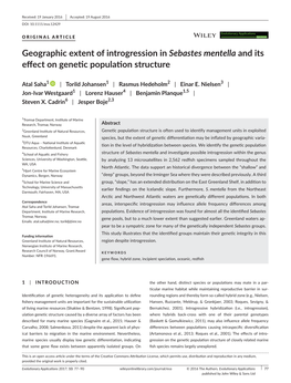 Geographic Extent of Introgression in Sebastes&#X00a0;Mentella and Its Effect on Genetic Population Structure