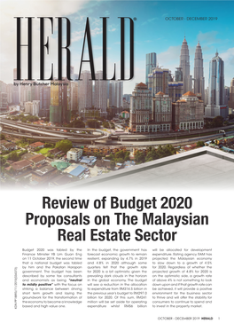 Review of Budget 2020 Proposals on the Malaysian Real Estate Sector