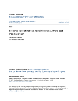 Economic Value of Instream Flows in Montana: a Travel Cost Model Approach