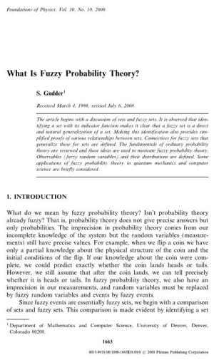 What Is Fuzzy Probability Theory?