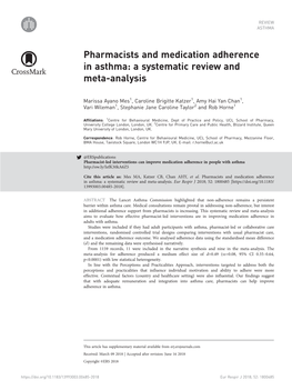 Pharmacists and Medication Adherence In€Asthma