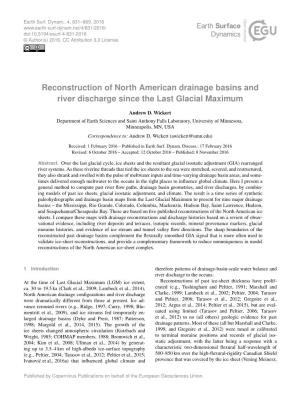 Reconstruction of North American Drainage Basins and River Discharge Since the Last Glacial Maximum