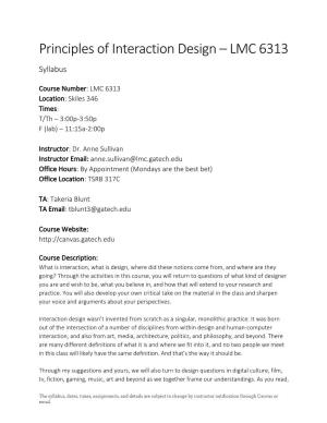 Lmc 6313 Principles of Interaction Design